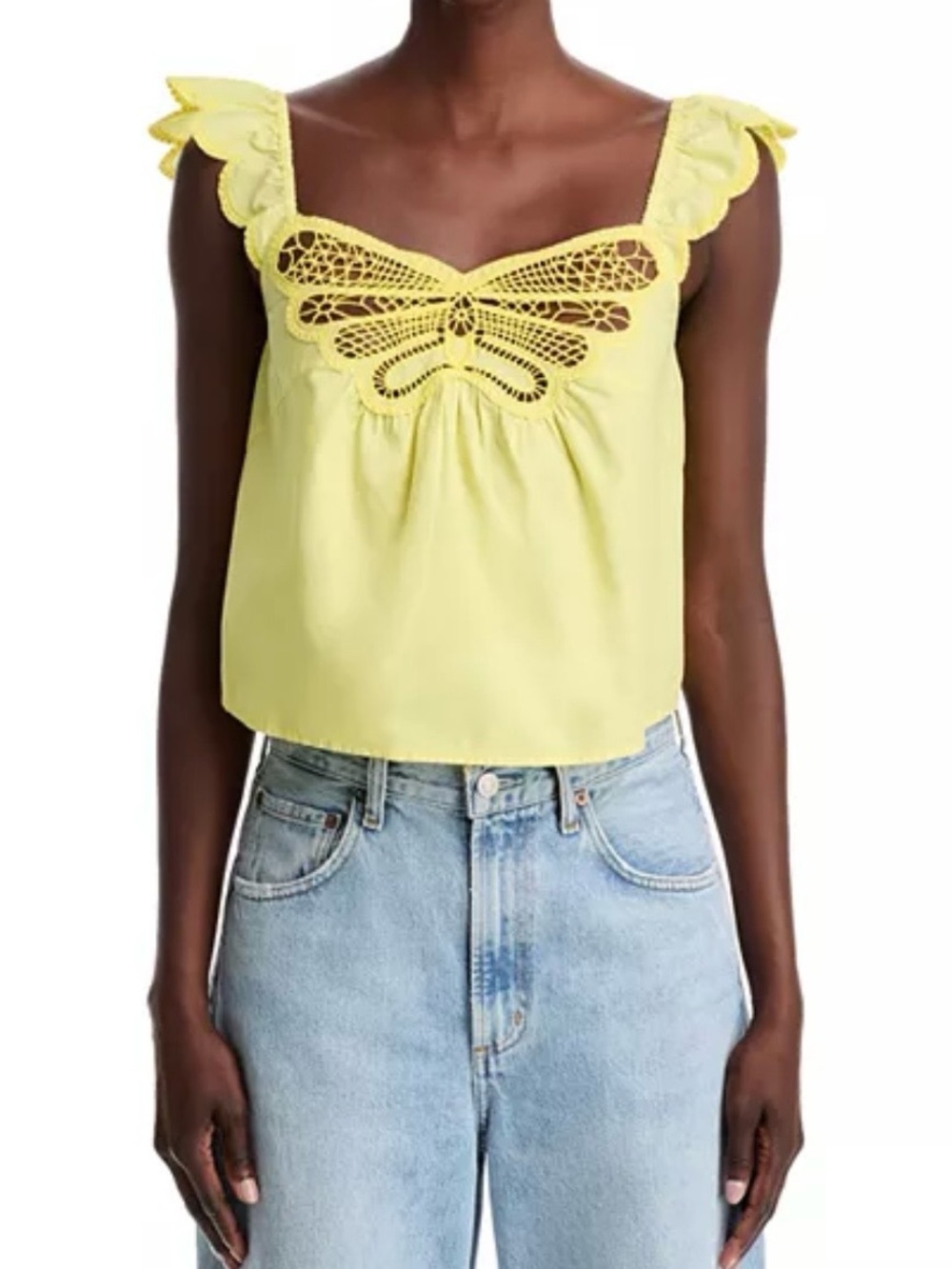 Mother Yellow Butterfly Sleeveless Blouse